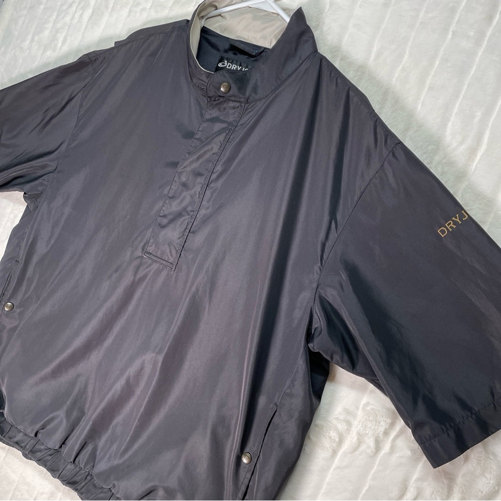 Dryjoys By Footjoy Men's L Short Sleeve Black  1/4 Zip Pullover Rain Wind Jacket